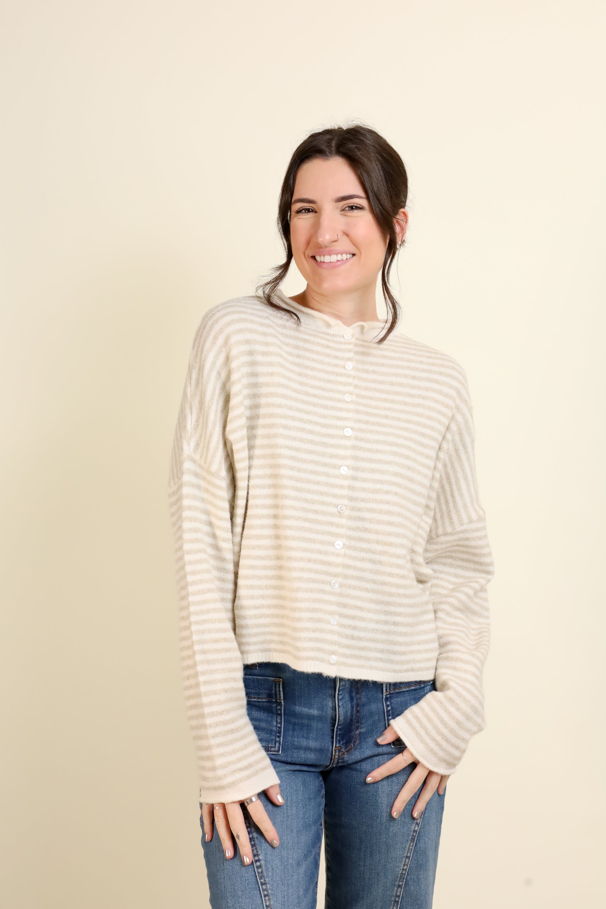 THE Striped Cardigan-Sweaters-Vixen Collection, Day Spa and Women's Boutique Located in Seattle, Washington