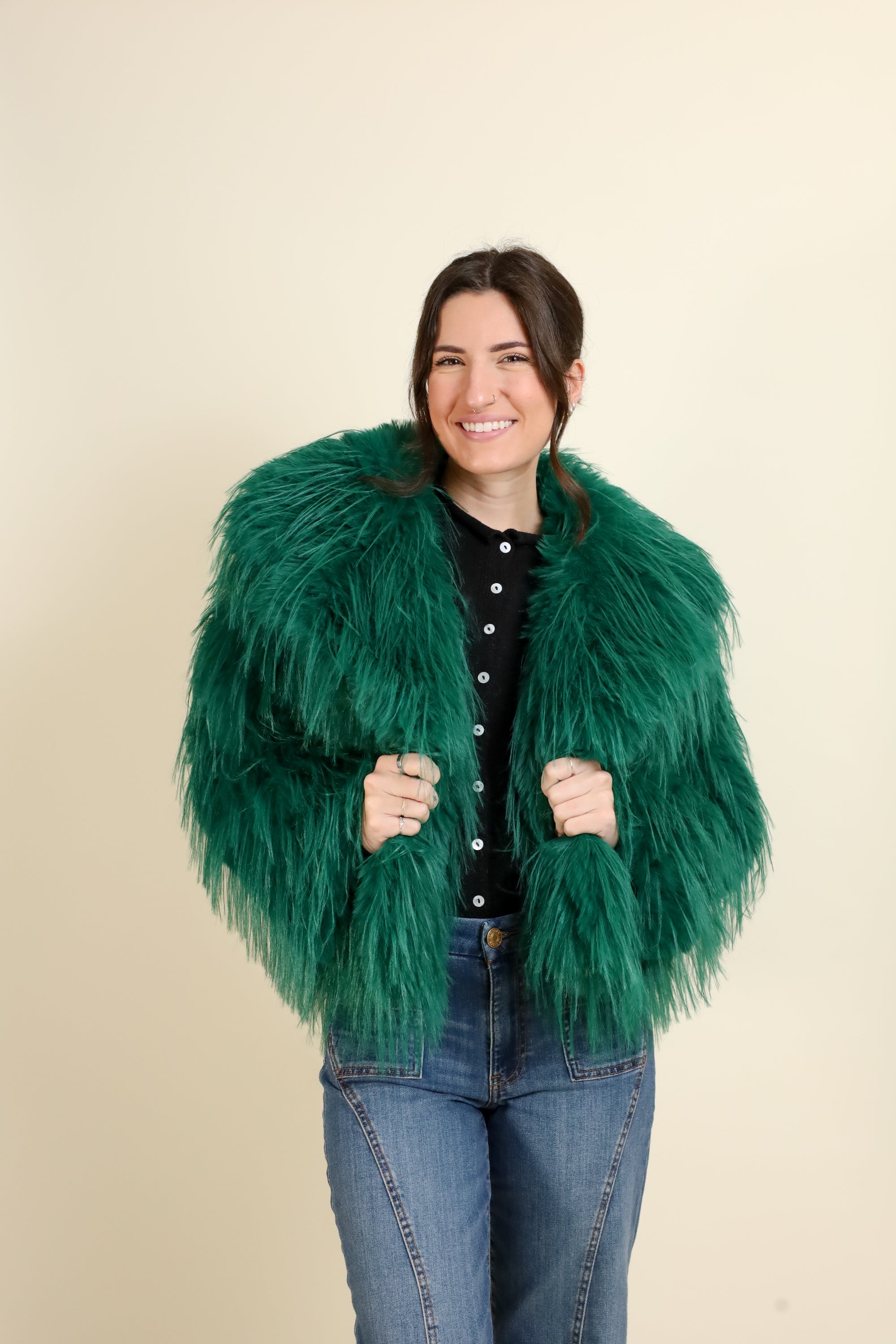 Mongolian Fur Knitted Jacket-Jackets-Vixen Collection, Day Spa and Women's Boutique Located in Seattle, Washington