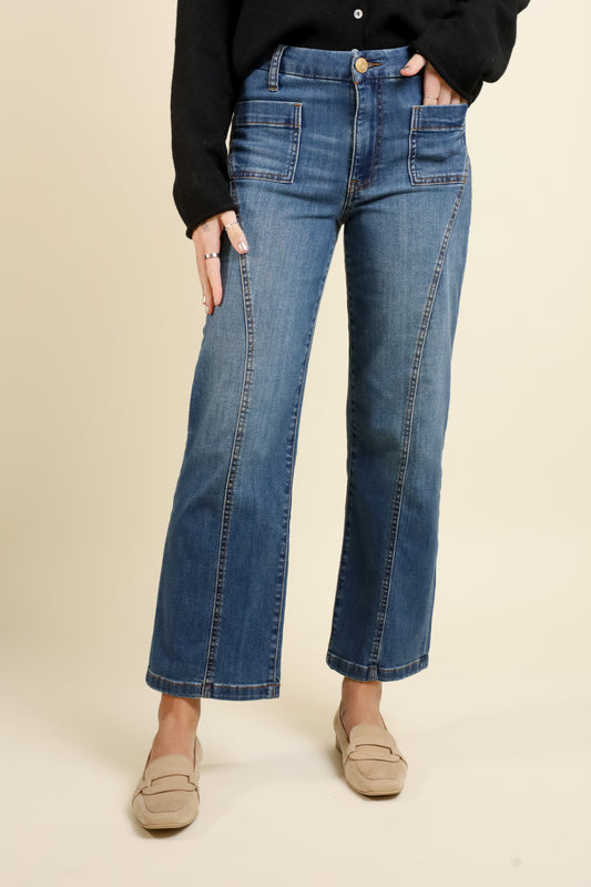 Charlotte High Rise Patch Pocket Jeans-Denim-Vixen Collection, Day Spa and Women's Boutique Located in Seattle, Washington