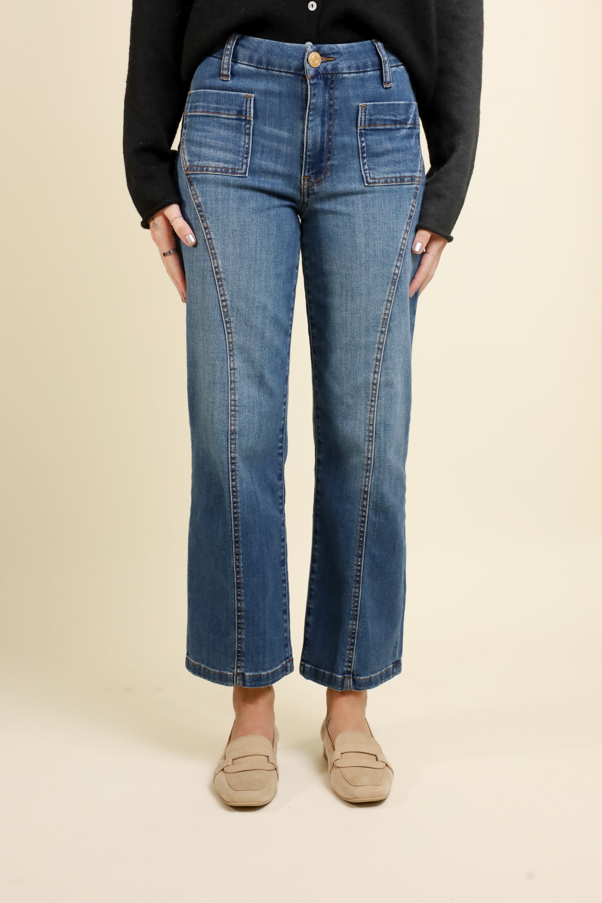 Charlotte High Rise Patch Pocket Jeans-Denim-Vixen Collection, Day Spa and Women's Boutique Located in Seattle, Washington