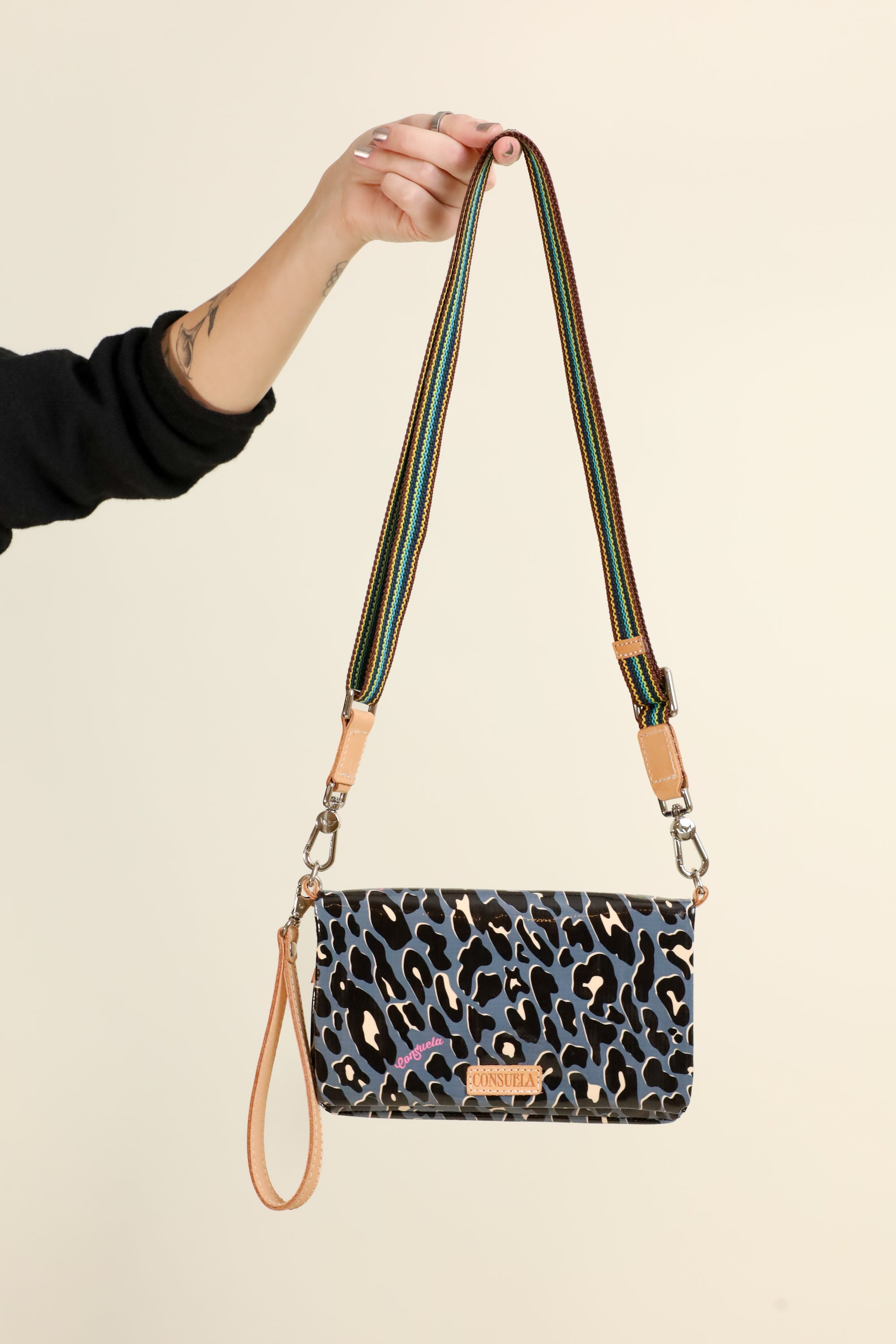 Consuela Blue Leopard Print Crossbody Bag | Vixen Collection