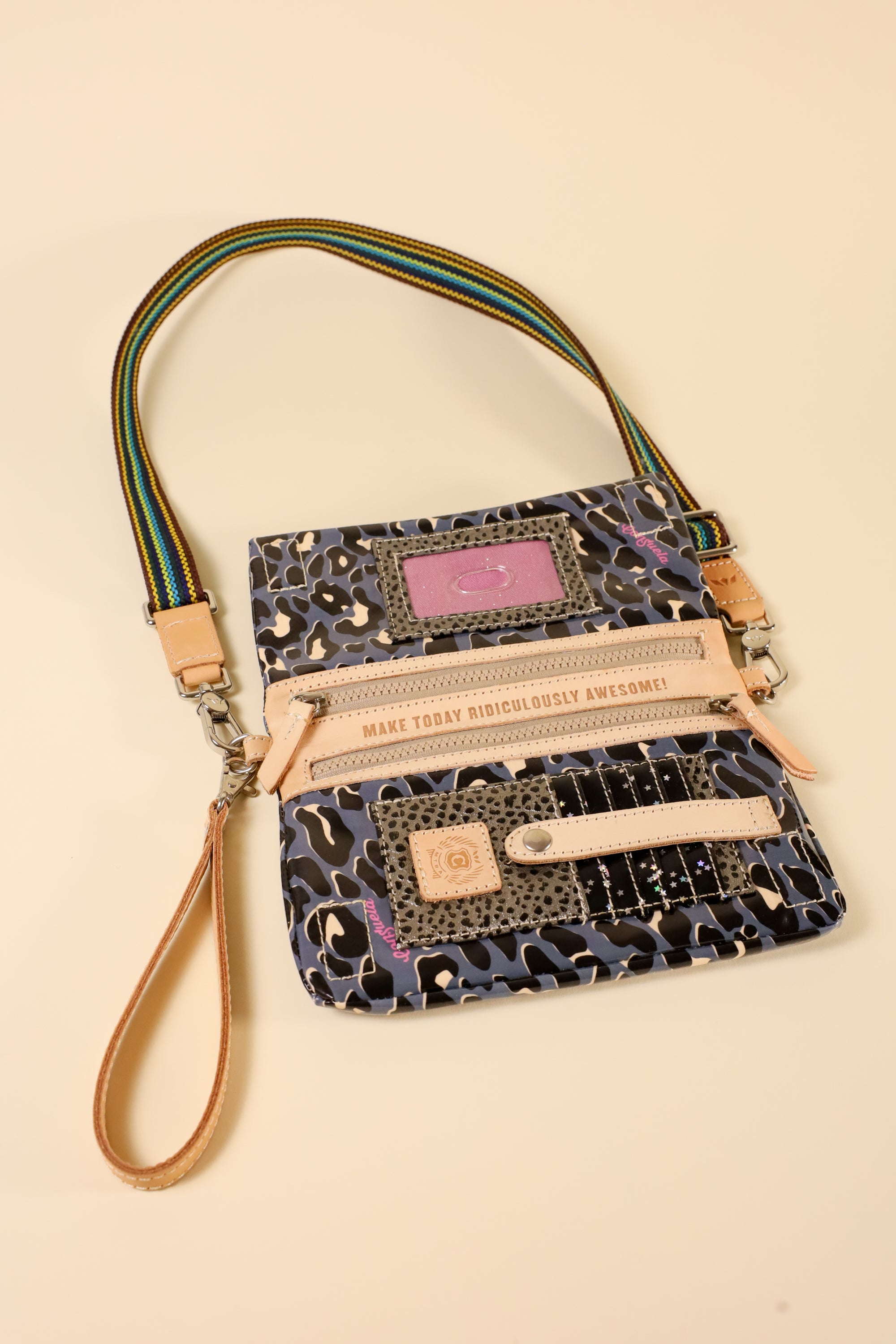 Consuela Blue Leopard Print Crossbody Bag | Vixen Collection