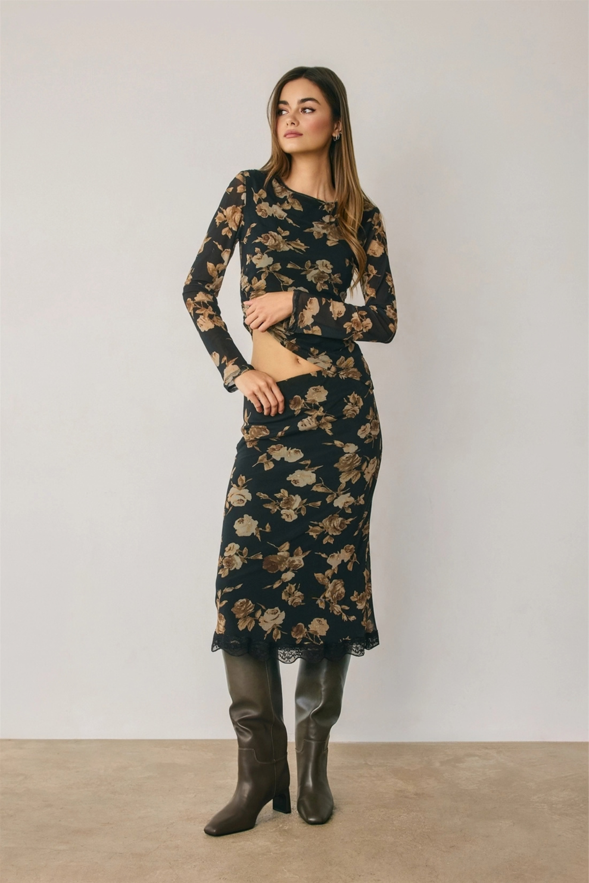 Falling Leaves Midi Skirt-Skirts-Vixen Collection, Day Spa and Women's Boutique Located in Seattle, Washington
