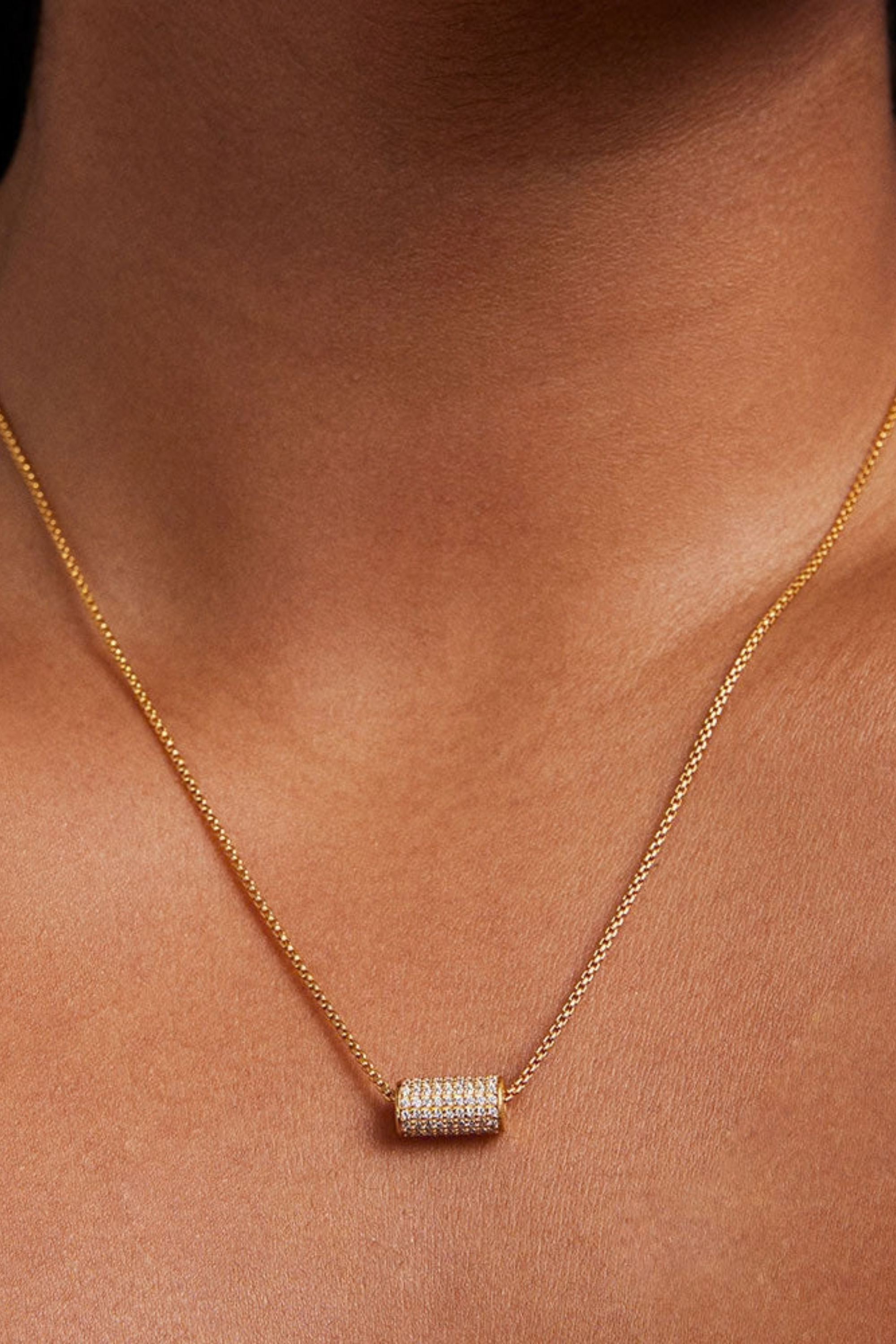 Petit Pave Mini Tube Necklace-Necklaces-Vixen Collection, Day Spa and Women's Boutique Located in Seattle, Washington