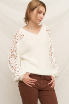 Fuzzy Flower Sweater-Sweaters-Vixen Collection, Day Spa and Women's Boutique Located in Seattle, Washington