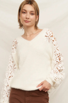 Fuzzy Flower Sweater-Sweaters-Vixen Collection, Day Spa and Women's Boutique Located in Seattle, Washington