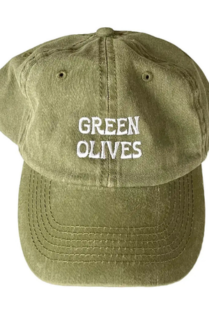 Green Olives Baseball Cap-Hats-Vixen Collection, Day Spa and Women's Boutique Located in Seattle, Washington