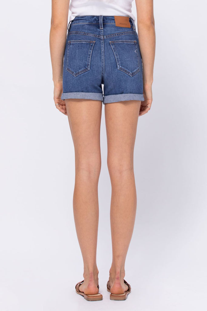 Sofie High Rise Roll Up Shorts-Denim-Vixen Collection, Day Spa and Women's Boutique Located in Seattle, Washington