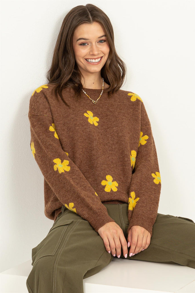 Wild Flower Knit Sweater-Sweaters-Vixen Collection, Day Spa and Women's Boutique Located in Seattle, Washington
