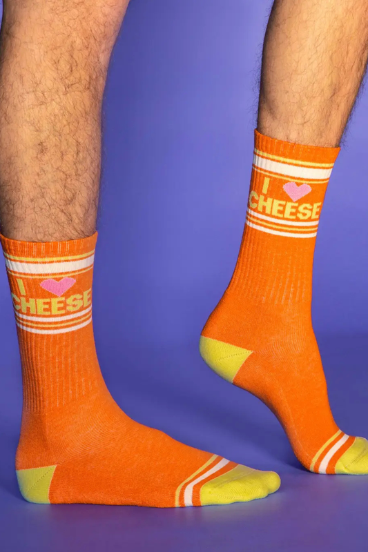 I Love Cheese Gym Crew Socks-Socks-Vixen Collection, Day Spa and Women's Boutique Located in Seattle, Washington