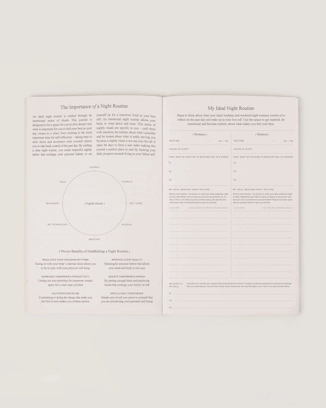 Night Routine Journal-Vixen Collection, Day Spa and Women's Boutique Located in Seattle, Washington