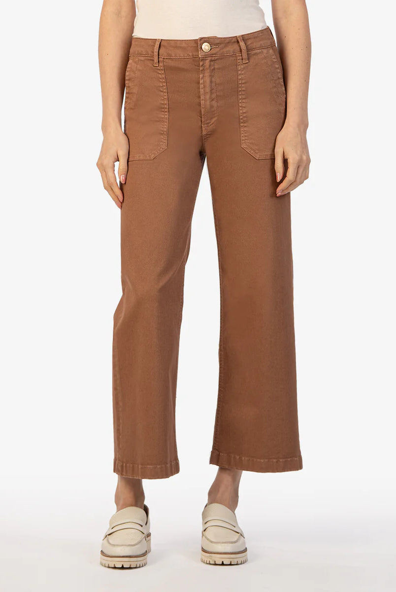 Meg Wide Leg Twill Mocha Pant-Denim-Vixen Collection, Day Spa and Women's Boutique Located in Seattle, Washington