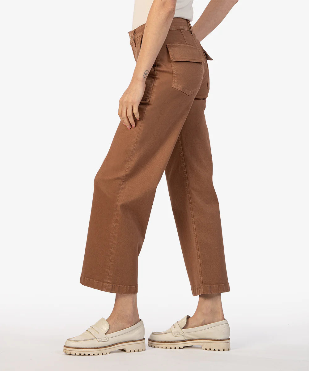 Kut from the Kloth Meg Wide Leg Twill Mocha Pant-Denim-Vixen Collection, Day Spa and Women's Boutique Located in Seattle, Washington