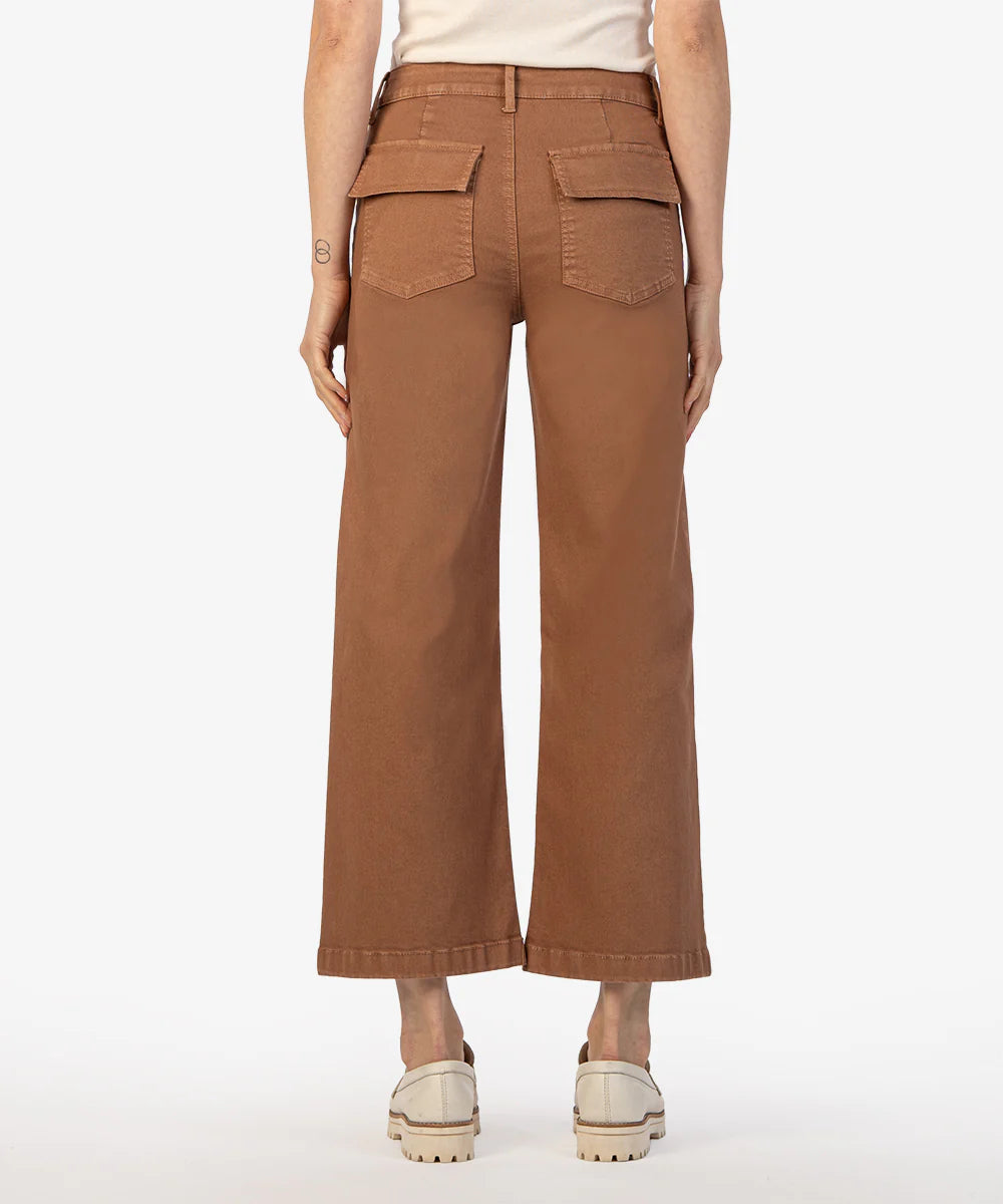 Kut from the Kloth Meg Wide Leg Twill Mocha Pant-Denim-Vixen Collection, Day Spa and Women's Boutique Located in Seattle, Washington