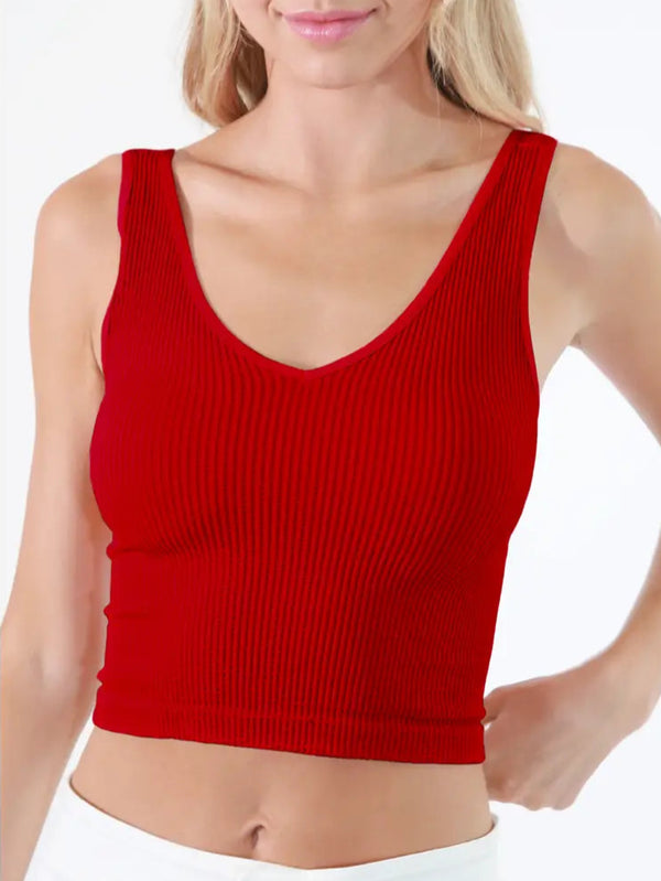 Reversible Ribbed Crop Top-Tank Tops-Vixen Collection, Day Spa and Women's Boutique Located in Seattle, Washington
