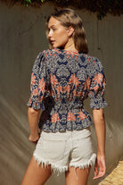 Desert Palms Peplum Top-Short Sleeves-Vixen Collection, Day Spa and Women's Boutique Located in Seattle, Washington