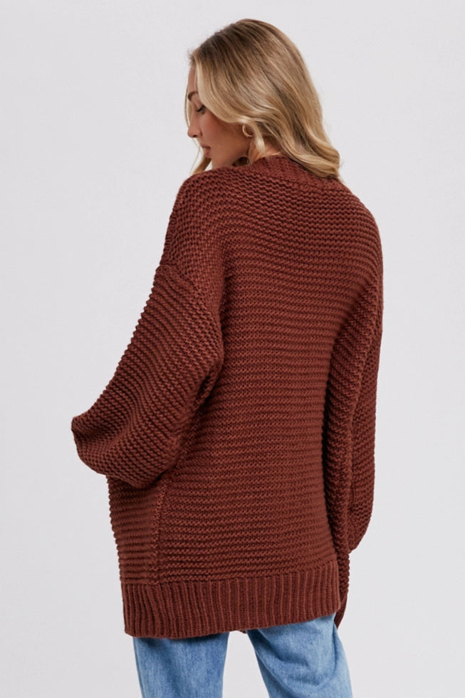 Carmine Fisherman Knit Cardigan-Sweaters-Vixen Collection, Day Spa and Women's Boutique Located in Seattle, Washington