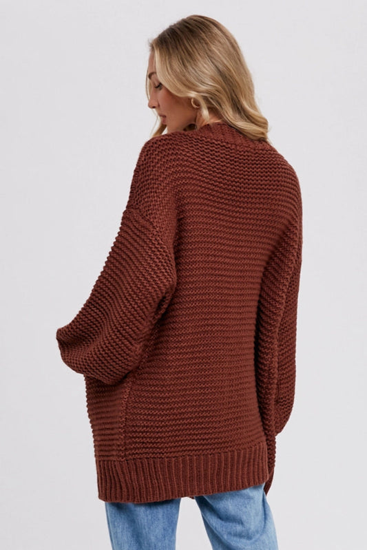 Carmine Fisherman Knit Cardigan-Sweaters-Vixen Collection, Day Spa and Women's Boutique Located in Seattle, Washington