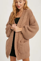 Carmine Fisherman Knit Cardigan-Cardigans-Vixen Collection, Day Spa and Women's Boutique Located in Seattle, Washington