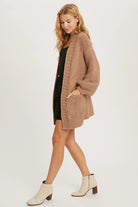 Carmine Fisherman Knit Cardigan-Cardigans-Vixen Collection, Day Spa and Women's Boutique Located in Seattle, Washington