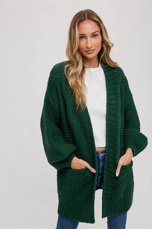 Carmine Fisherman Knit Cardigan-Sweaters-Vixen Collection, Day Spa and Women's Boutique Located in Seattle, Washington