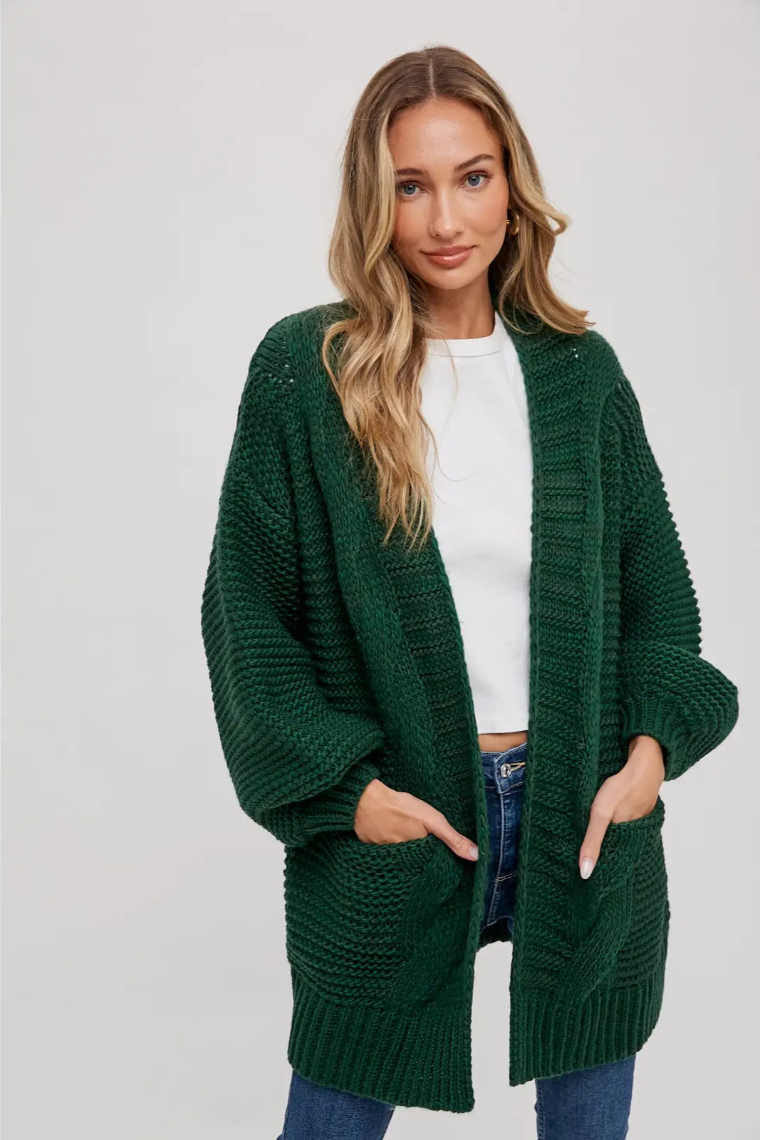 Carmine Fisherman Knit Cardigan-Sweaters-Vixen Collection, Day Spa and Women's Boutique Located in Seattle, Washington