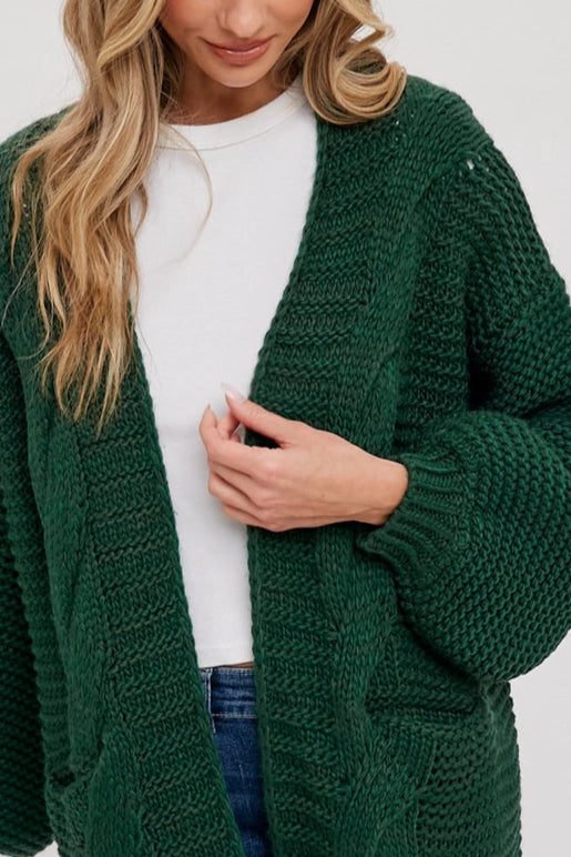 Carmine Fisherman Knit Cardigan-Sweaters-Vixen Collection, Day Spa and Women's Boutique Located in Seattle, Washington