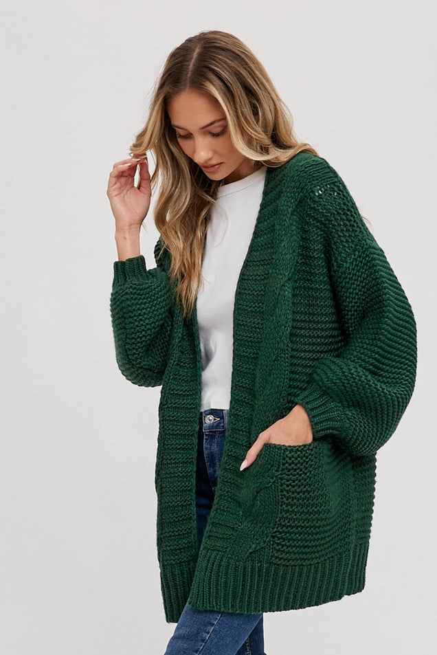 Carmine Fisherman Knit Cardigan-Sweaters-Vixen Collection, Day Spa and Women's Boutique Located in Seattle, Washington
