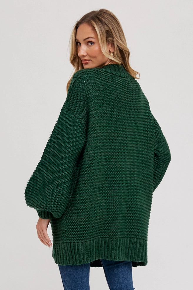 Carmine Fisherman Knit Cardigan-Sweaters-Vixen Collection, Day Spa and Women's Boutique Located in Seattle, Washington