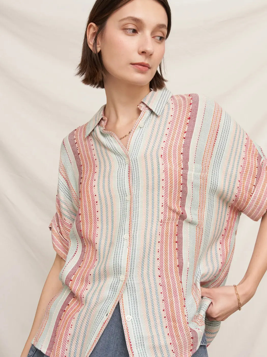 Coral Reef Button Up-Tops-Vixen Collection, Day Spa and Women's Boutique Located in Seattle, Washington