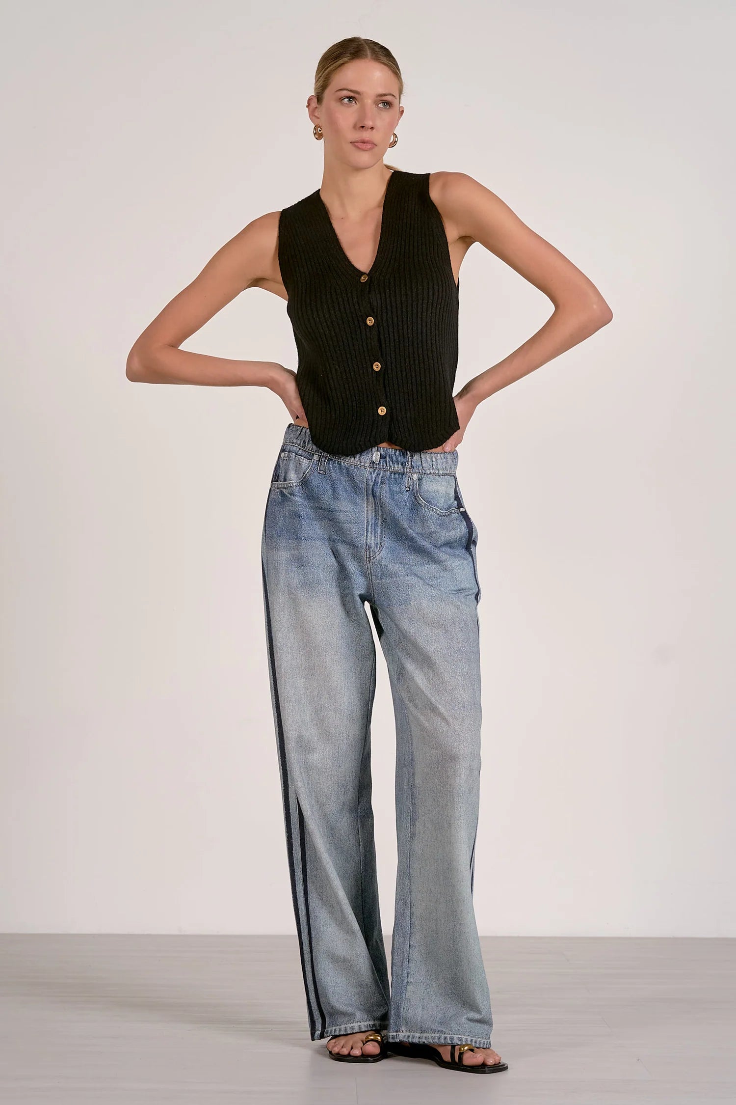 Jetset Denim Track Pants-Denim-Vixen Collection, Day Spa and Women's Boutique Located in Seattle, Washington