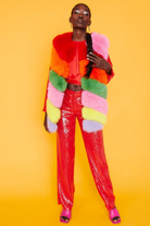 Jayley Faux Fur Rainbow Vest-Outerwear-Vixen Collection, Day Spa and Women's Boutique Located in Seattle, Washington