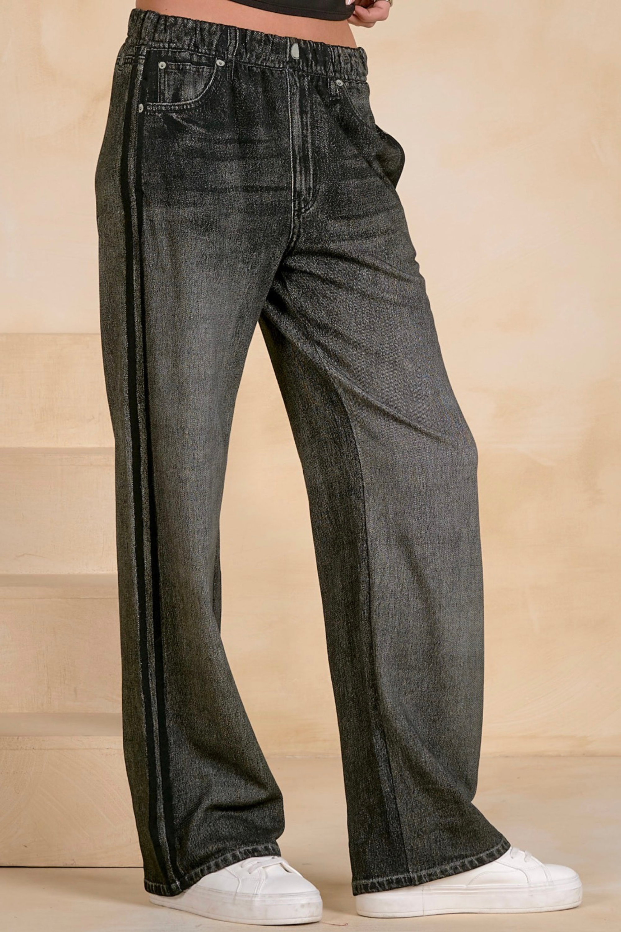 Jetset Denim Track Pants-Denim-Vixen Collection, Day Spa and Women's Boutique Located in Seattle, Washington