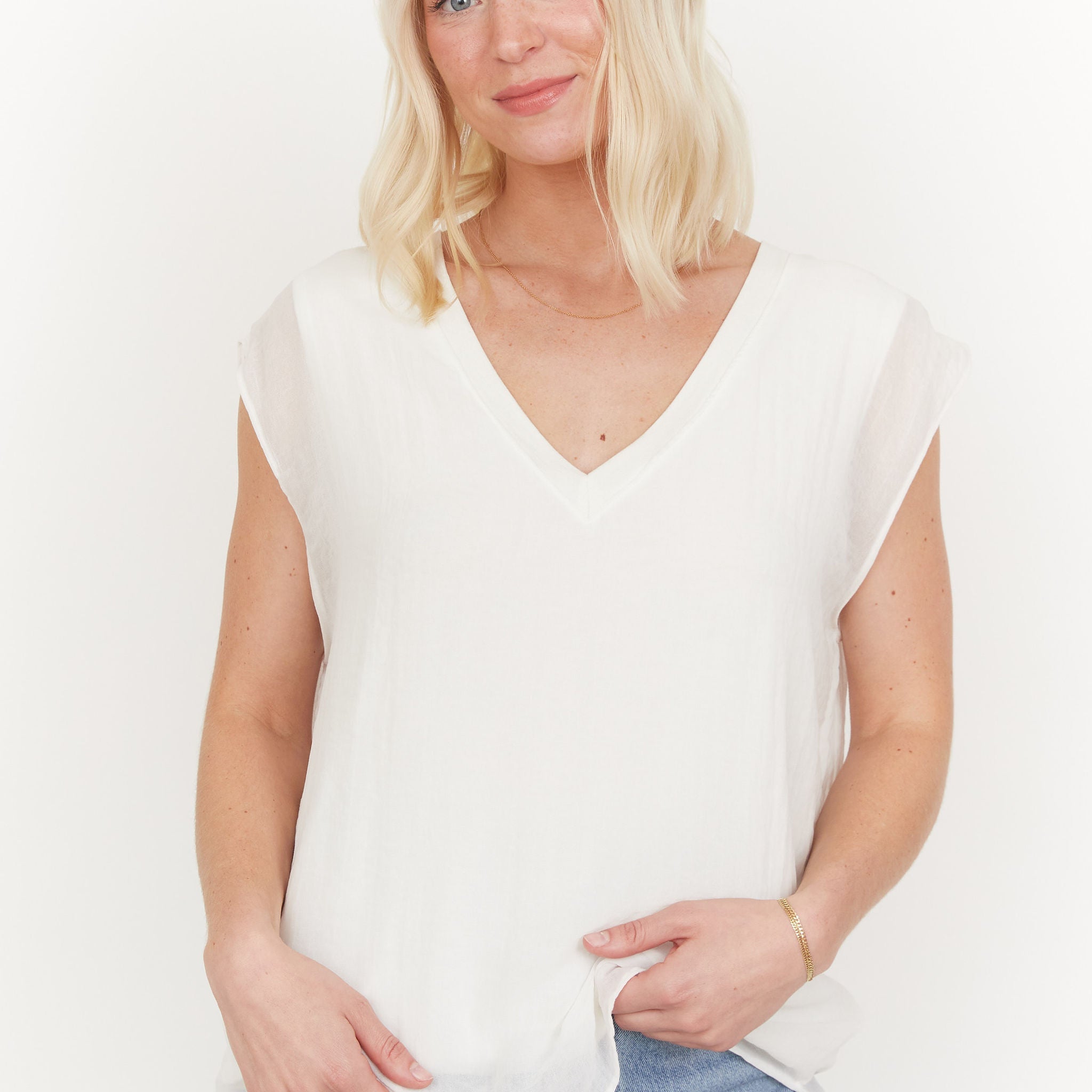 Barbie Tank, White-Short Sleeves-Vixen Collection, Day Spa and Women's Boutique Located in Seattle, Washington