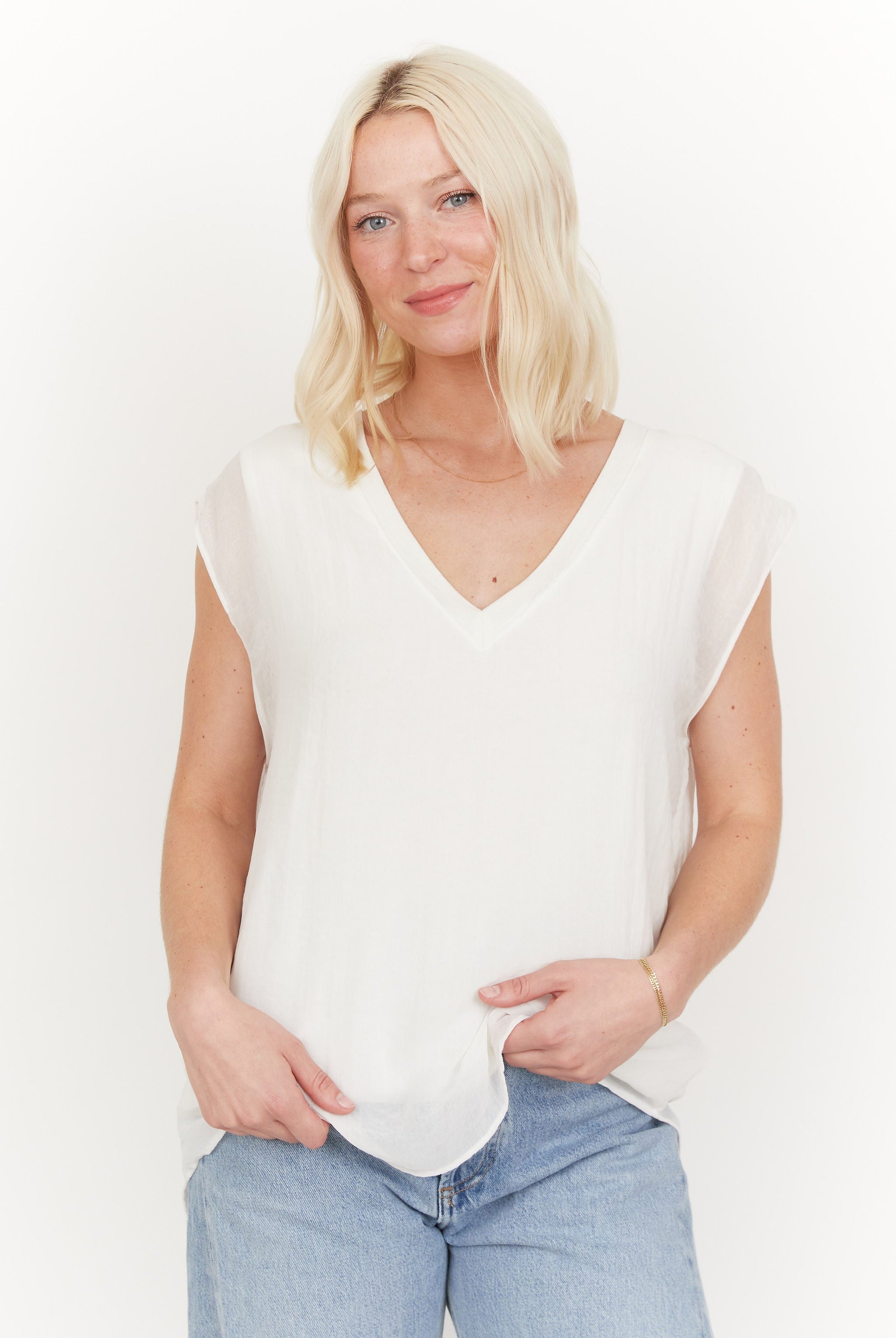 Barbie Tank, White-Short Sleeves-Vixen Collection, Day Spa and Women's Boutique Located in Seattle, Washington