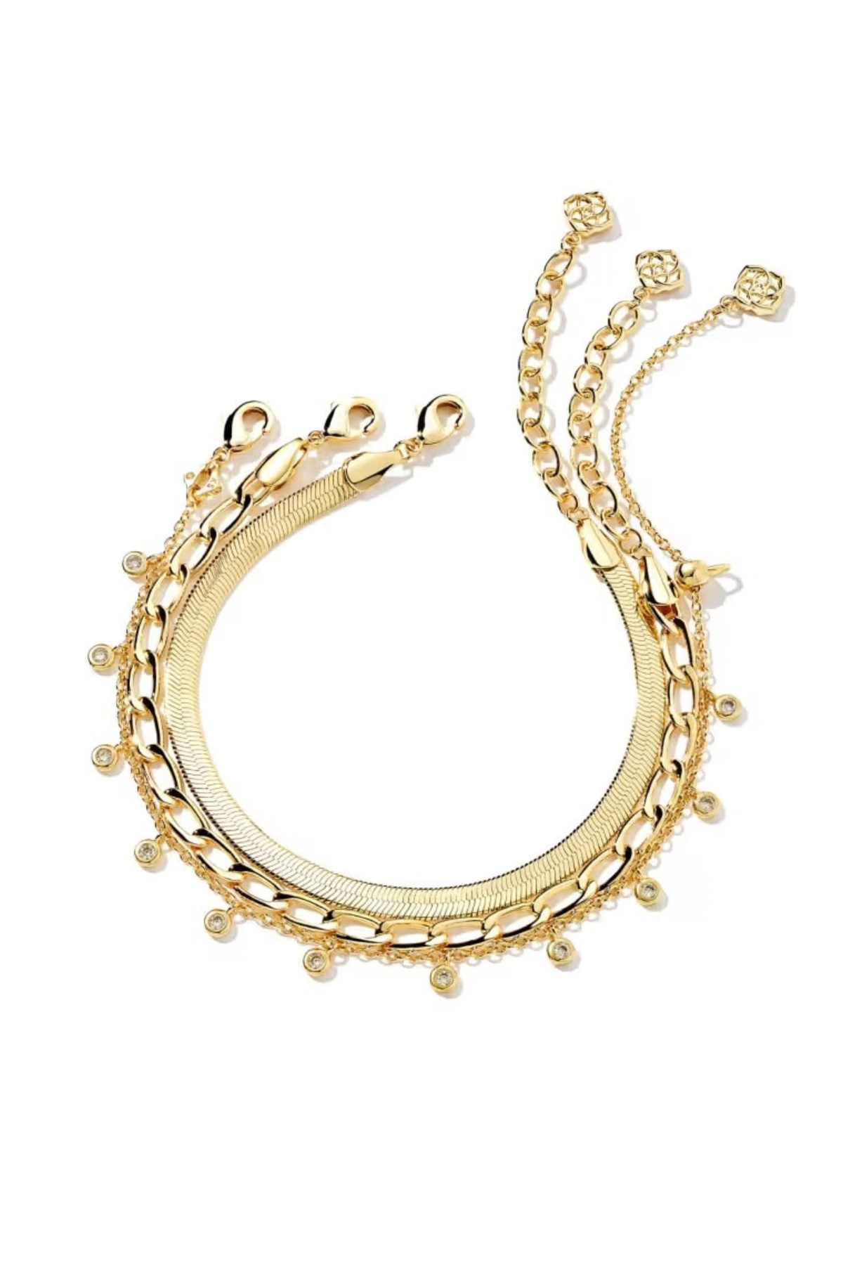 Kassie Set of 3 Chain Bracelet-Bracelet-Vixen Collection, Day Spa and Women's Boutique Located in Seattle, Washington