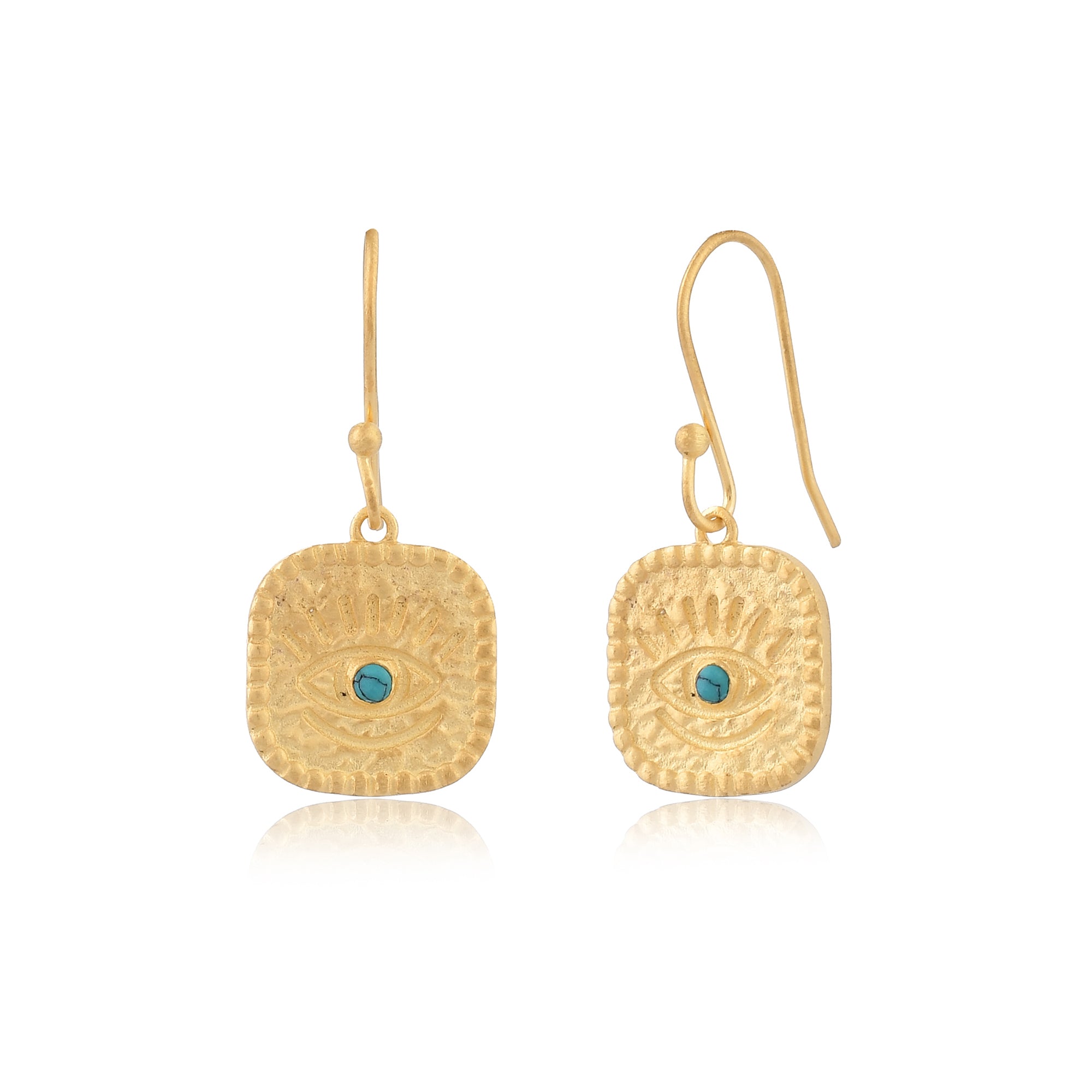 Gold Square Turquoise Studs-Earrings-Vixen Collection, Day Spa and Women's Boutique Located in Seattle, Washington