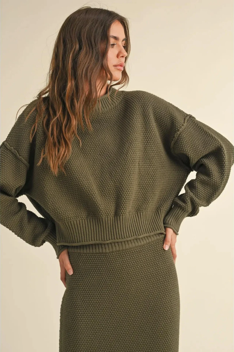 Mara Waffle Knit Sweater-Sweaters-Vixen Collection, Day Spa and Women's Boutique Located in Seattle, Washington