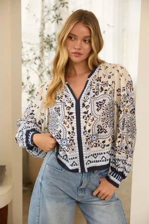 Mediterranean Coast Blouse-Tops-Vixen Collection, Day Spa and Women's Boutique Located in Seattle, Washington