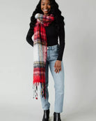 Scarlet Plaid Scarf-Scarves-Vixen Collection, Day Spa and Women's Boutique Located in Seattle, Washington