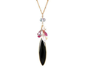 Alicia Van Fleteren 16" Black Spinel Gold Necklace-Necklaces-Vixen Collection, Day Spa and Women's Boutique Located in Seattle, Washington