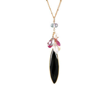 16" Black Spinel Gold Necklace-Necklaces-Vixen Collection, Day Spa and Women's Boutique Located in Seattle, Washington