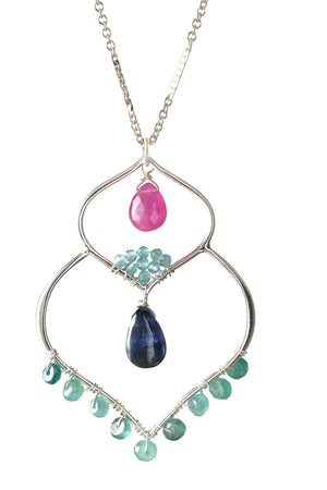 20" Silver Double Lotus Necklace-Necklaces-Vixen Collection, Day Spa and Women's Boutique Located in Seattle, Washington