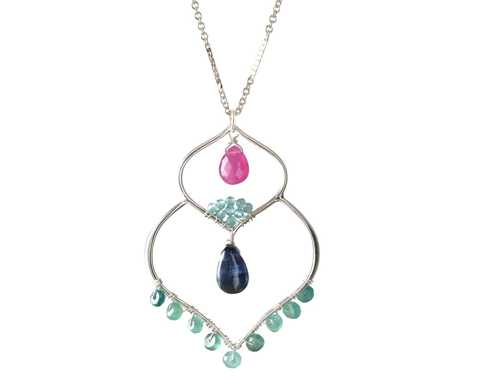 20" Silver Double Lotus Necklace-Necklaces-Vixen Collection, Day Spa and Women's Boutique Located in Seattle, Washington