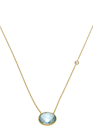 Blue Topaz Oval Pendant-Necklaces-Vixen Collection, Day Spa and Women's Boutique Located in Seattle, Washington