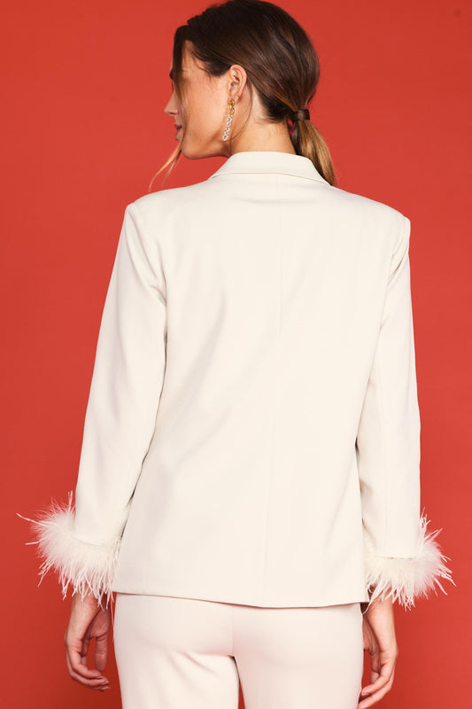 Beloved Feather Cuff Blazer-Blazers-Vixen Collection, Day Spa and Women's Boutique Located in Seattle, Washington
