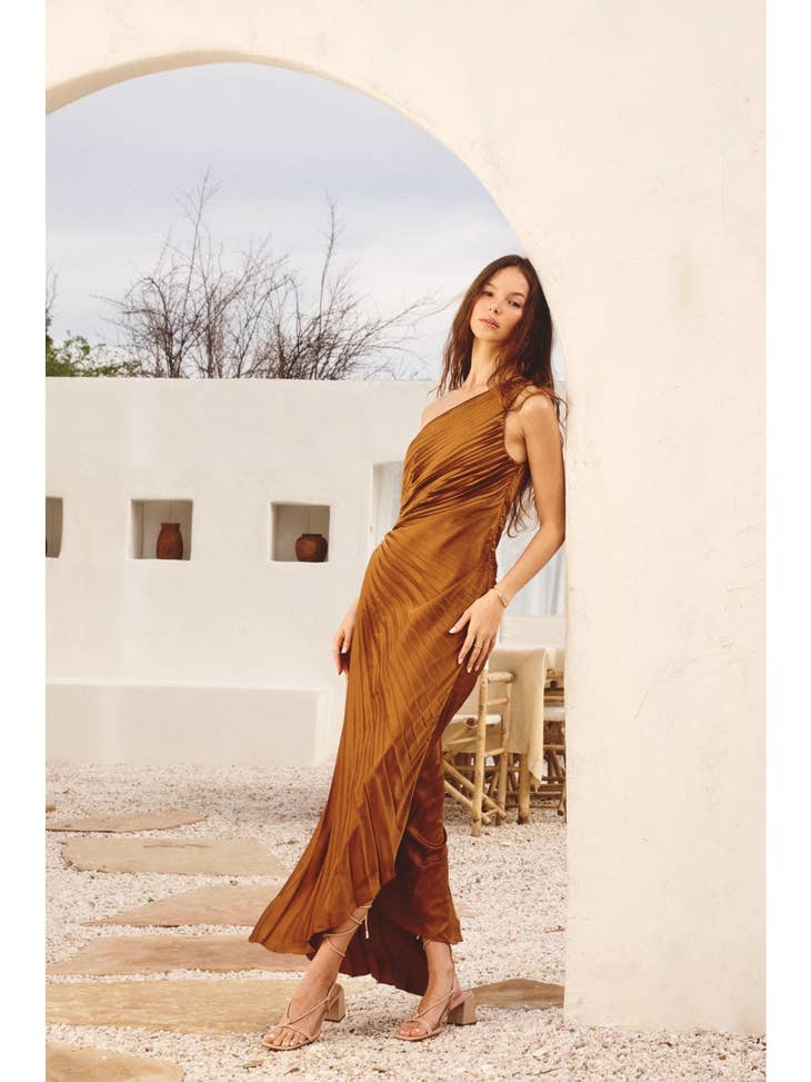 Valencia Pleated Maxi Dress-Dresses-Vixen Collection, Day Spa and Women's Boutique Located in Seattle, Washington