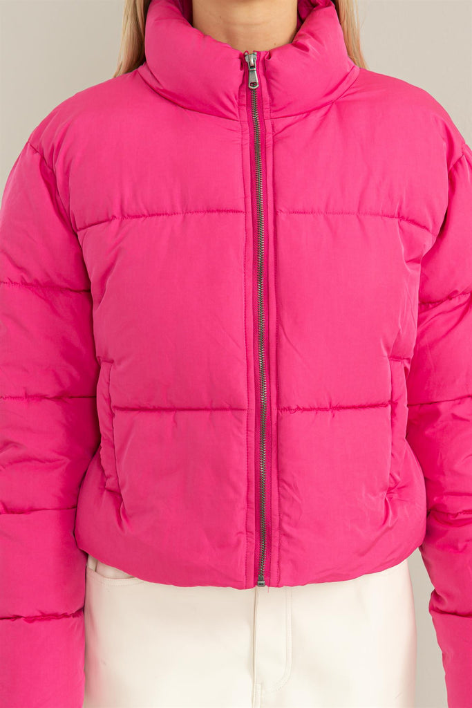 Weekend Ready Quilted Puffer Jacket, Fuchsia-Outerwear-Vixen Collection, Day Spa and Women's Boutique Located in Seattle, Washington