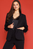 Beloved Feather Cuff Blazer-Blazers-Vixen Collection, Day Spa and Women's Boutique Located in Seattle, Washington
