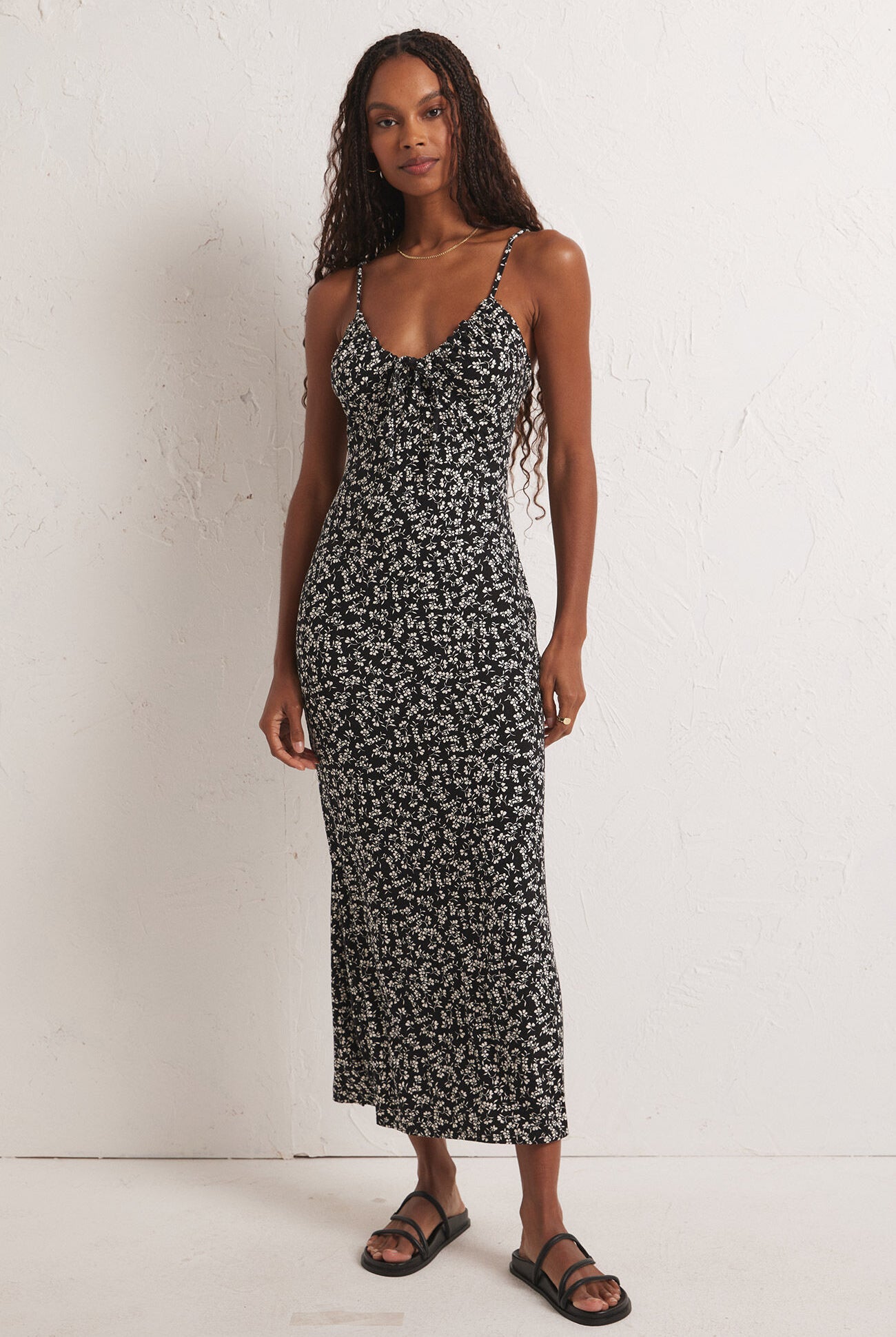 Melinda Gia Ditsy Midi Dress-Dresses-Vixen Collection, Day Spa and Women's Boutique Located in Seattle, Washington